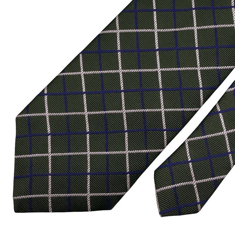 Brooks Brothers Makers Tie 59.5x3.75 Silk Green Navy White Plaid USA